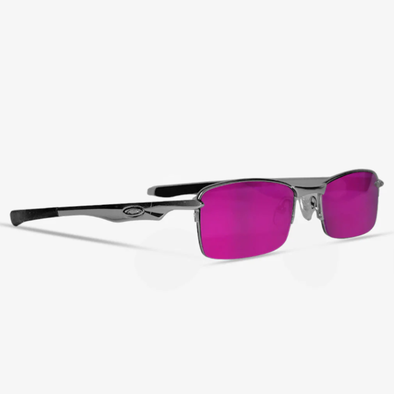 ÓCULOS OAKLEY LUPA DO VILÃO PRATA COM LENTE ROSA